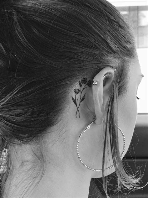 Behind The Ear Tattoo Pretty Flower Tattoos Small Flower Tattoos