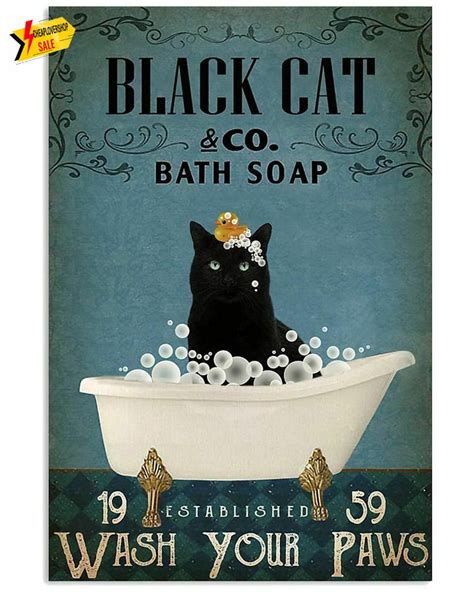Vintage Black Cat Bath Soap Company Poster Art Print Decor Home Funny