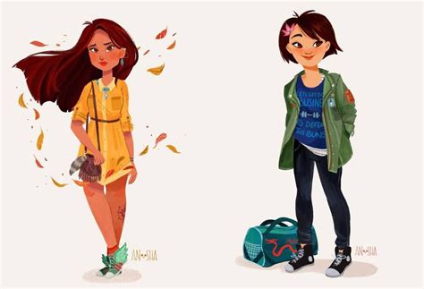 Illustrated Disney Princesses Reimagined As Modern Girls Living In The