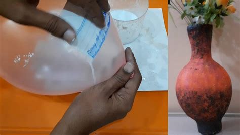 How To Make Flower Vase With Balloon And Plaster Youtube