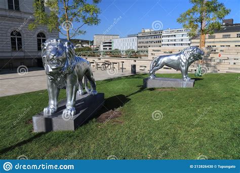 Lion Statues In Wuppertal Germany Editorial Image Image Of City