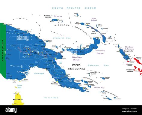 Mapa Vectorial Altamente Detallado De Papúa Nueva Guinea Con Las