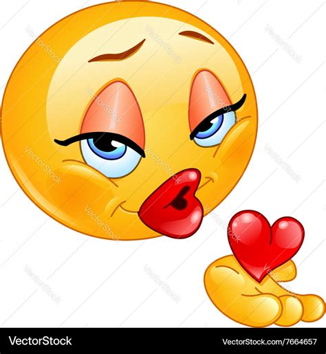 Blowing Kiss Female Emoticon Royalty Free Vector Image