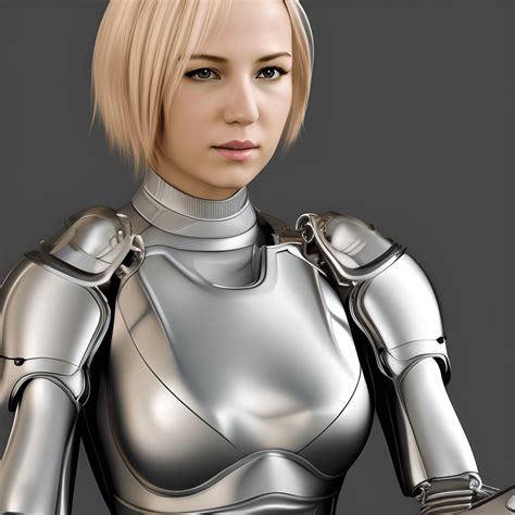3d blonde female in silver body armor · creative fabrica