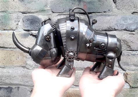 Metal Sculpture Rhinoceros Steampunk Mechanical Rhino Etsy