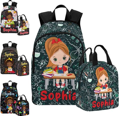 interestprint personalized backpack set for girls custom book desk bookbag and