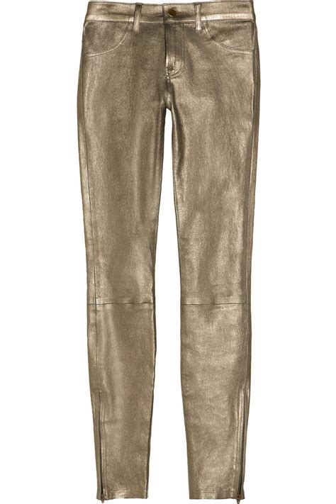 Lyst J Brand Metallic Stretch Leather Skinny Pants In Metallic