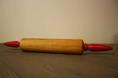 Vintage Red Handled Wooden Rolling Pin Farmhouse Rustic Etsy