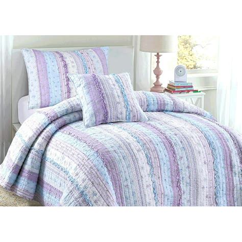 Cozy Line Romantic Chic Lace Lavender 100 Cotton Quilt Set Twin Set