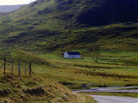 White Farmhouse At Green Mountain Uk Scotland Free Image Download
