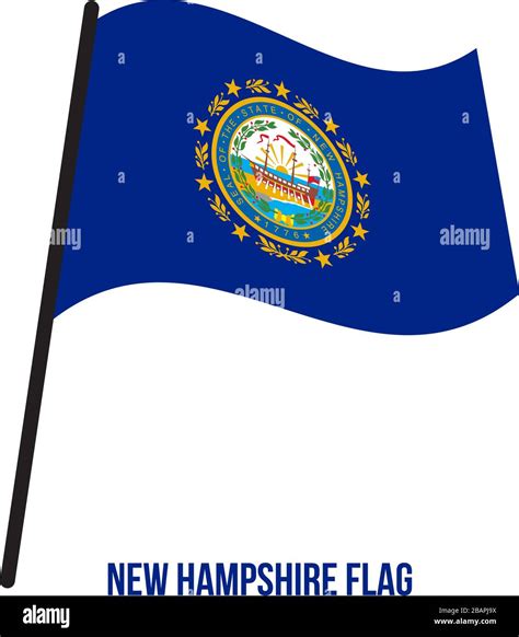 New Hampshire Us State Flag Waving Vector Illustration On White