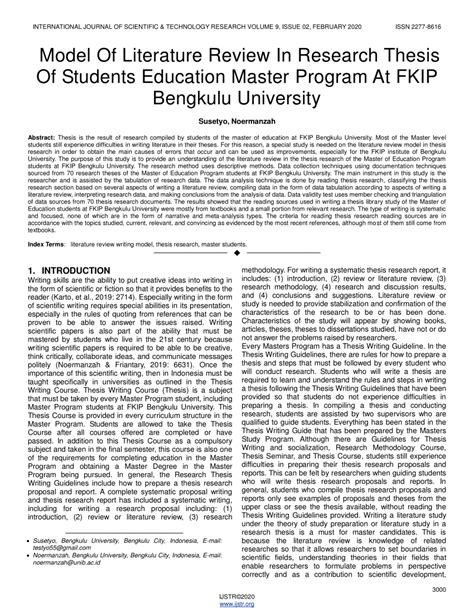 Pdf Model Of Literature Review In Research Thesis Of Students
