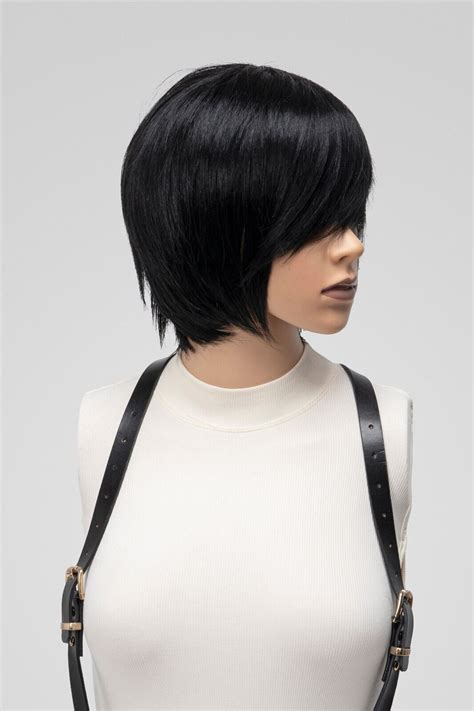 Black Emo Human Hair Wig Mens Unisex One Size Ebay