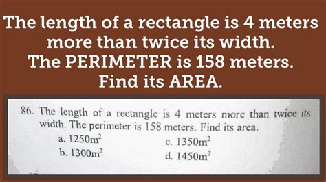 Cse Math The Length Of A Rectangle Is 4 Meters More Than Twice Its