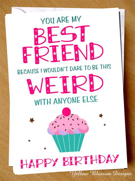 Happy Birthday To My Bestie Best Friend Funny Comical Card Cheeky