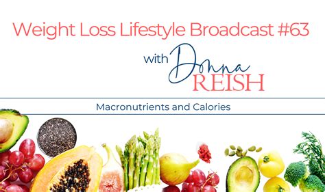 Weight Loss Lifestyle 63 Macronutrients And Calories Donna Reish