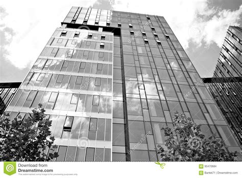 Modern Business Office Building Exterior Black And White Stock Photo