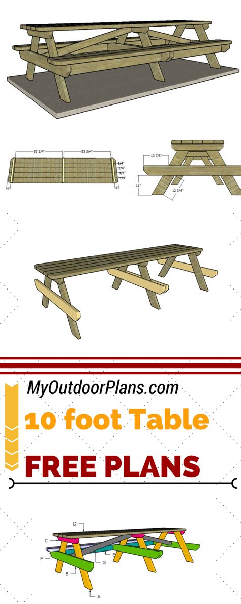 Check Out Free Plans For Building A 10 Foot Picnic Table Step By Step Instructions And