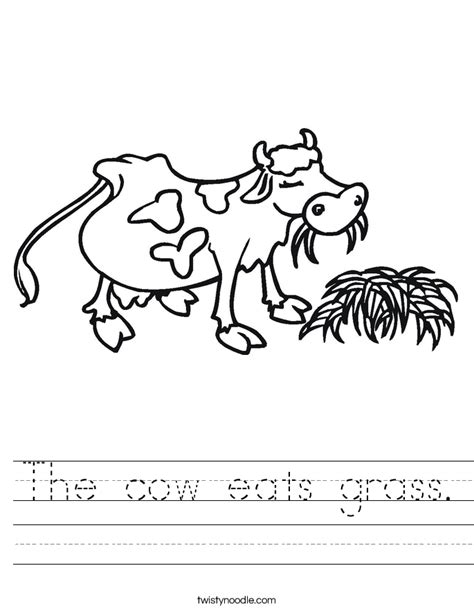 The Cow Eats Grass Worksheet Twisty Noodle