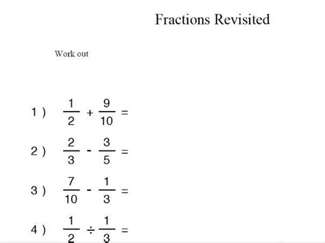 Gcse Maths Worksheet Fractions Revision Teaching Resources
