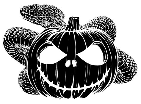 Halloween Pumpkin With Snake Vector Cartoon Illustration Digital Art