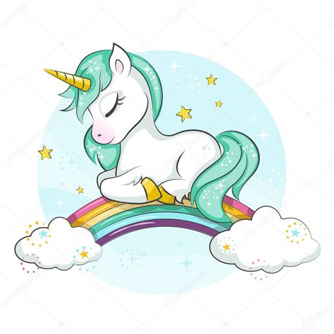 Little Pony Cute Magical Unicorn Rainbow Vector Design Isolated White