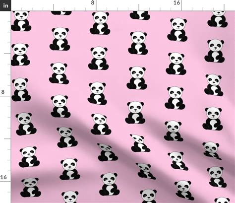 Pink Panda Fabric Pandas On Pink By Sugarpinedesign Baby Etsy