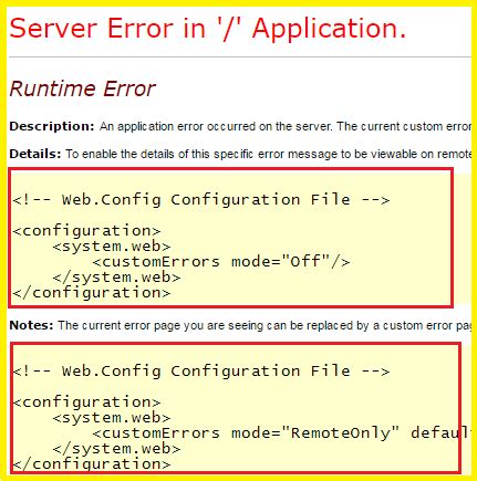 Asp Net CustomErrors Mode Off Error When Trying To Access Working Webpage Dotnetcoderclues