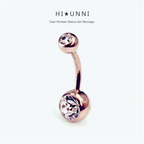 G Mm Cz Rose Gold Belly Button Ring Rose Gold By Hiunni
