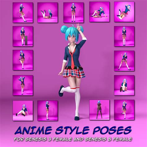 Anime Style Poses For G3f And G8f ⋆ Freebies Daz 3d