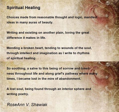 Spiritual Healing Poem By Roseann V Shawiak Poem Hunter