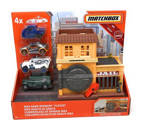 Matchbox Bank Robbery Playset Bank Jail 4 Vehicles Mbx Rescue