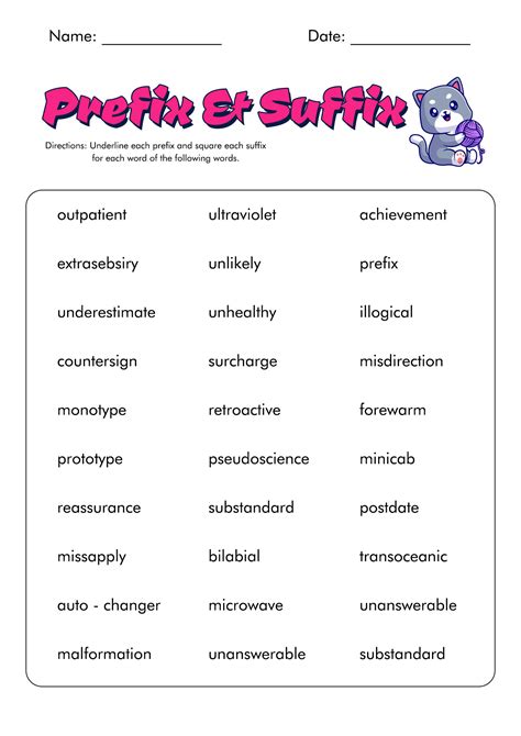 Suffix And Prefix Worksheets