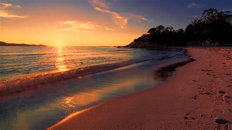 Island, sea and ocean beaches. 2048x1152 Sea Sunset Beach Sunlight Long Exposure 4k ...
