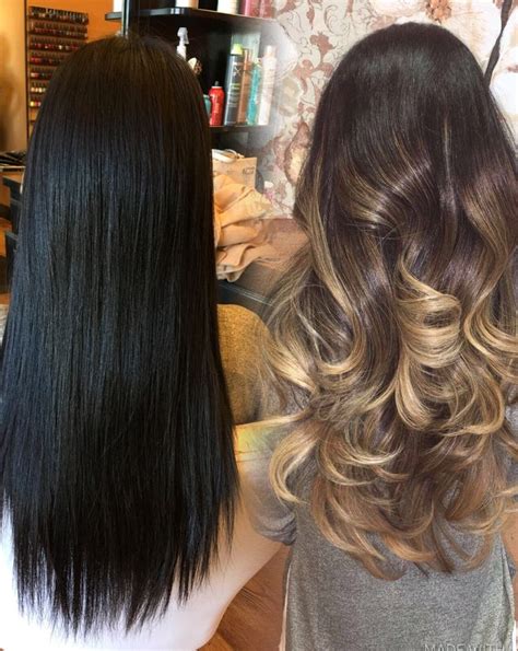Hair Transformation Before And After Jetblack Hair Balayage