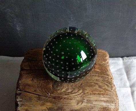 Green Blown Glass Murano Paperweight Antique Paperweight With Green Interiors Glass