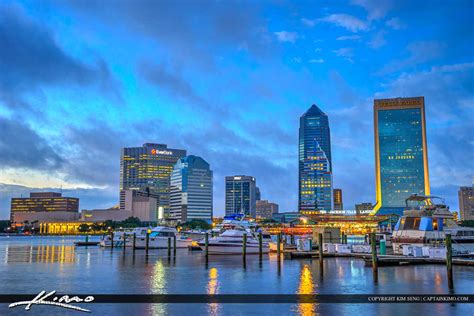 Jacksonville Florida City Skyline At Marina Royal Stock Photo