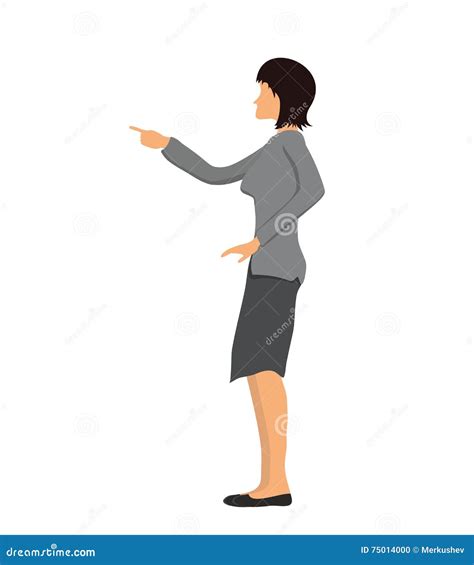 Businesswoman Pointing With A Finger Vector Illustration On White Background Stock Vector