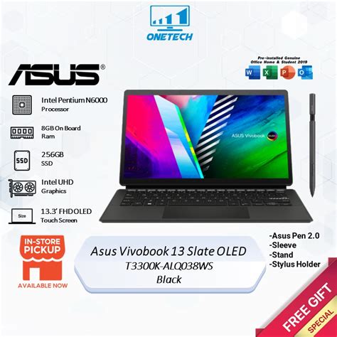 Asus Vivobook 13 Slate Oled Laptop T3300k Alq038ws Black 133 Fhd