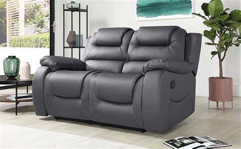 Vancouver 2 Seater Recliner Sofa Grey Classic Faux Leather Only £649