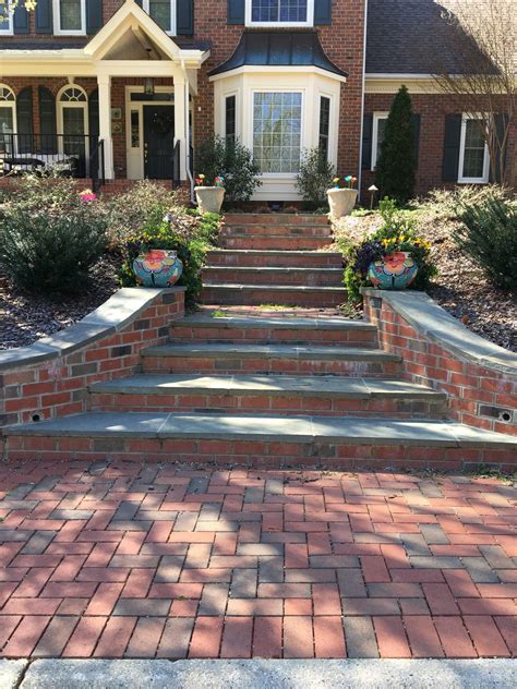 Exterior Makeover With Clay Paver Walkways Steps And Drives Exterior