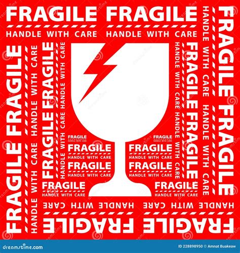 Red Sticker Fragile Handle With Care Red Fragile Warning Label Square