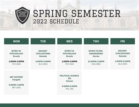 56 Free Printable Weekly Class Schedule Template Pdf Templates By