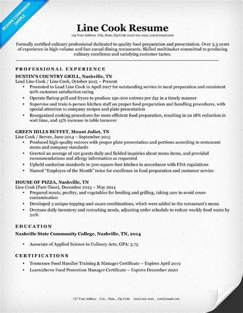 How To Write Line Cook Resume Coverletterpedia