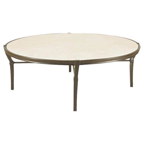 Jane Modern French Round Stone Top Metal Outdoor Coffee Table
