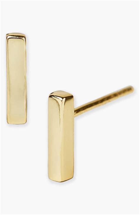 Bar Stud Earrings Alternate Color Gold Argento Vivo Gold Bar