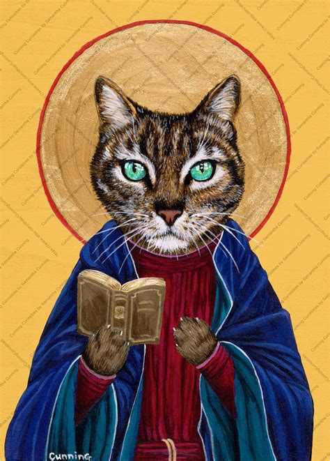 Saint Kitty Of Libraries Librarians And Books Etsy
