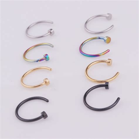 1pc Lot 6 8 10mm Punk Stainless Steel Fake Nose Ring C Clip Lip Ring