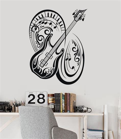 Wall Vinyl Decal Music Guitar Musical Instrument Notes Stickers Mural