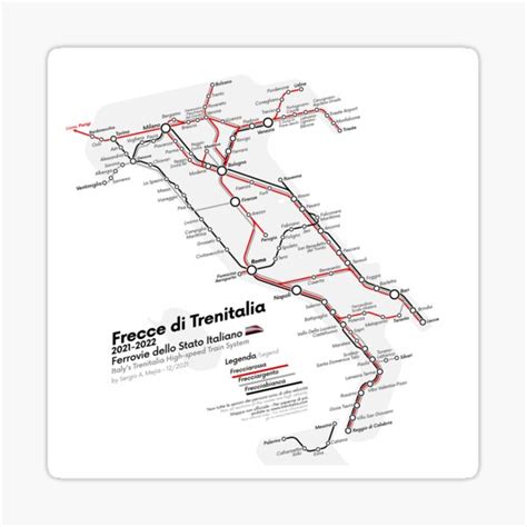 Italys Trenitalia High Speed Train System Map 2021 1 Sticker For